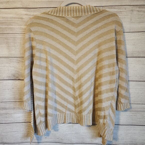 Notations XL petite cream striped 3/4 sleeve cardigan - Picture 7 of 7